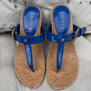 Lauren Ralph Lauren Blue Cork Wedge Sandals